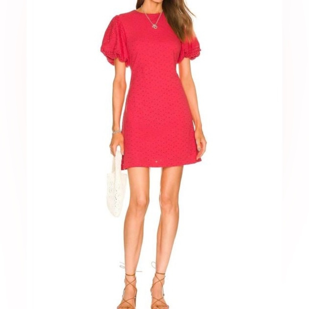 Free People Women’s Apricot Rose Eyelet Dress Open Back Strawberry L